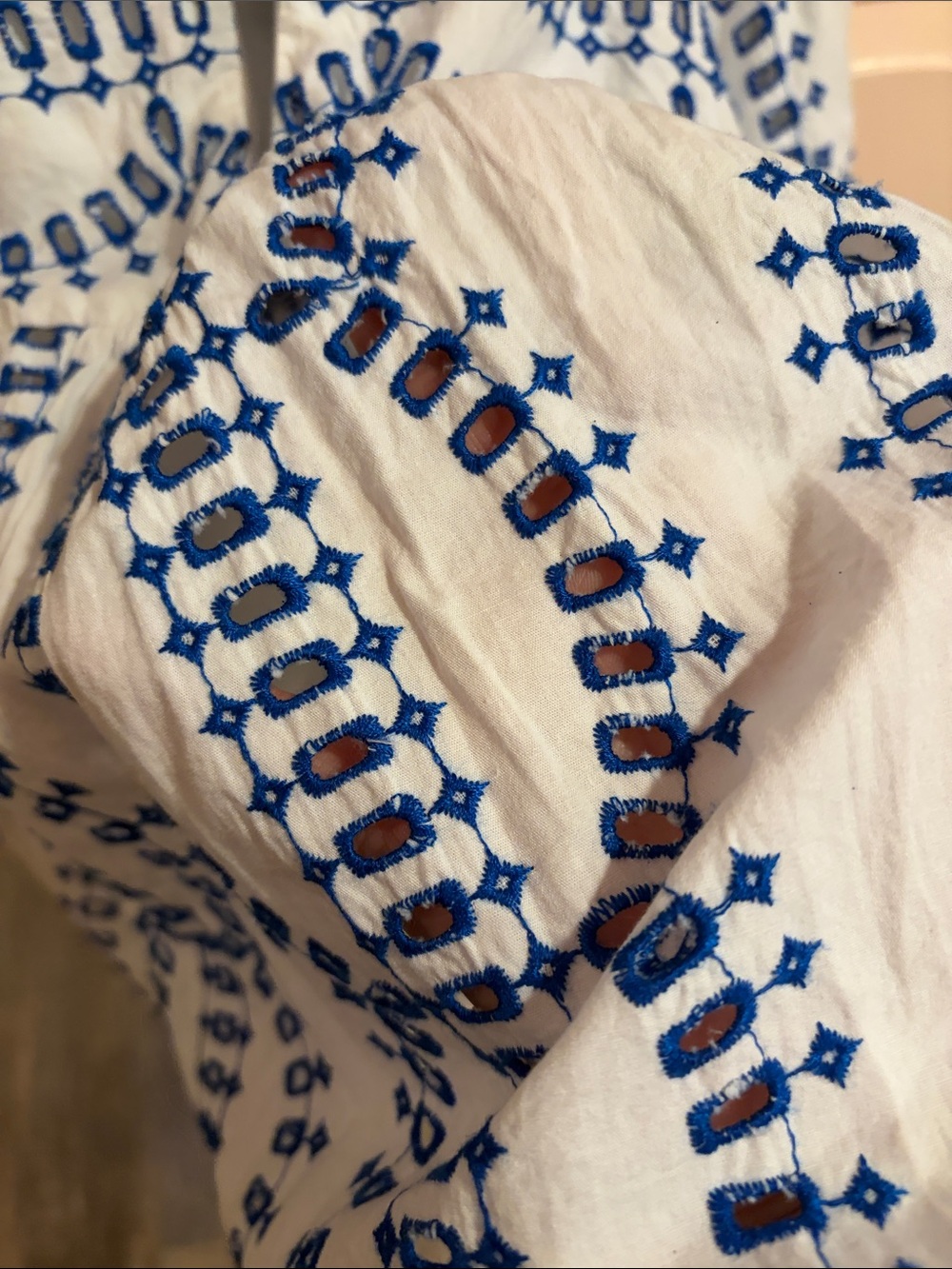 Avec Les Filles cotton eyelet lined mini dress in Mykonos blue - Picture 11 of 16